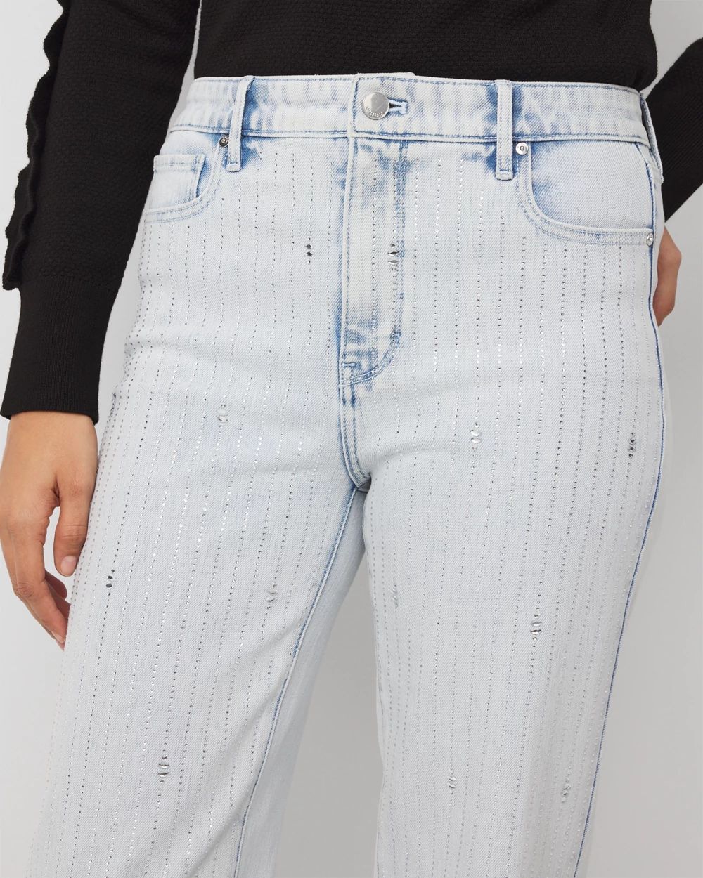 Jihad [ARN] 白R Rhinestone Pinstripe Extra High Rise Straight Jean | White House